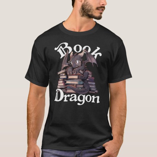 Book Dragon Book Lover Bookworm Funny Book Reader  T-shirt (Voorkant)
