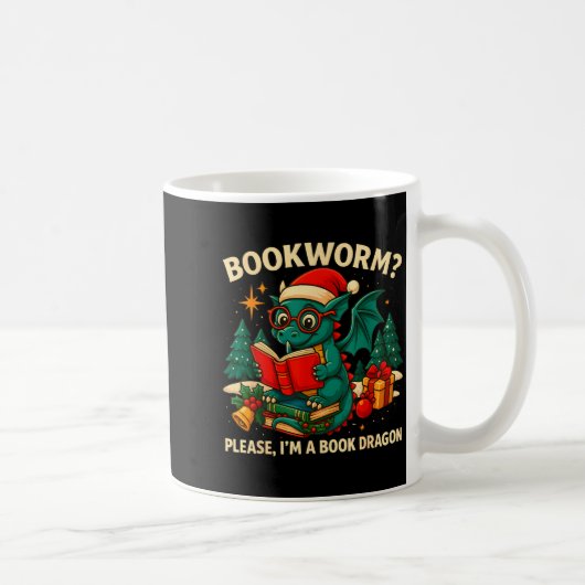 Book Dragon Christmas Reading Gift For Fantasy Lov Koffiemok (Rechts)