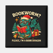 Book Dragon Christmas Reading Gift For Fantasy Lov Magneet (Voorkant)