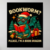 Book Dragon Christmas Reading Gift For Fantasy Lov Poster (Voorkant)