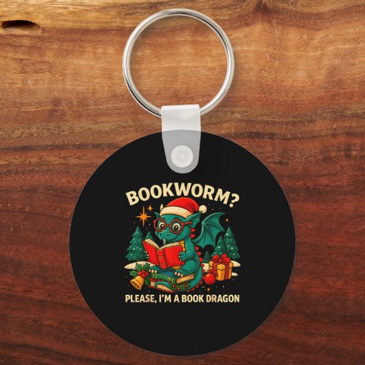 Book Dragon Christmas Reading Gift For Fantasy Lov Sleutelhanger (Voorkant)