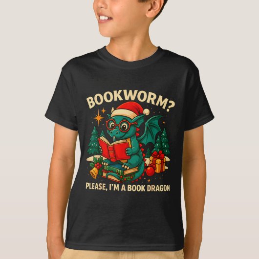 Book Dragon Christmas Reading Gift For Fantasy Lov T-shirt (Voorkant)
