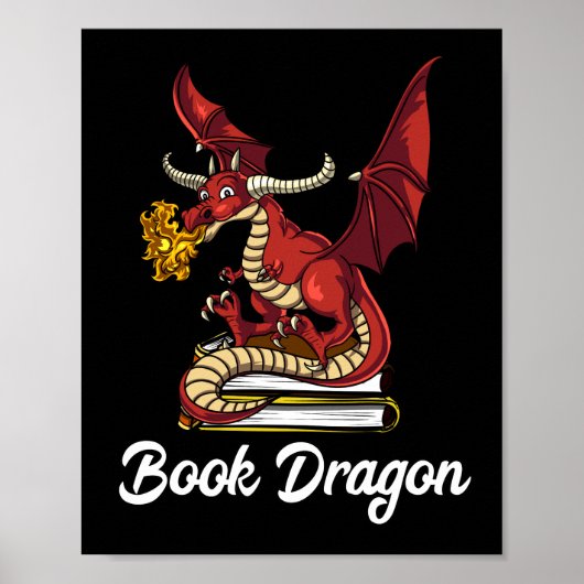 Book Dragon Literature Reading Geek Nerd Poster (Voorkant)
