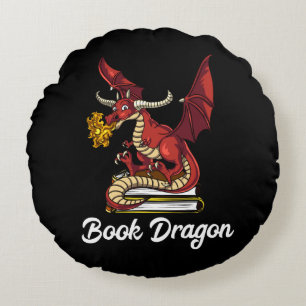 Book Dragon Literature Reading Geek Nerd Rond Kussen
