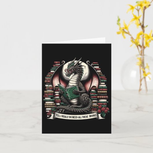 Book Dragon Yes I Really Do Need All These Books  Kaart (Gele Bloem)
