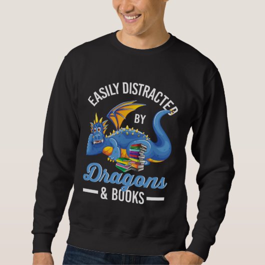 Book Easily Distracted By Dragons And Books Trui (Voorkant)