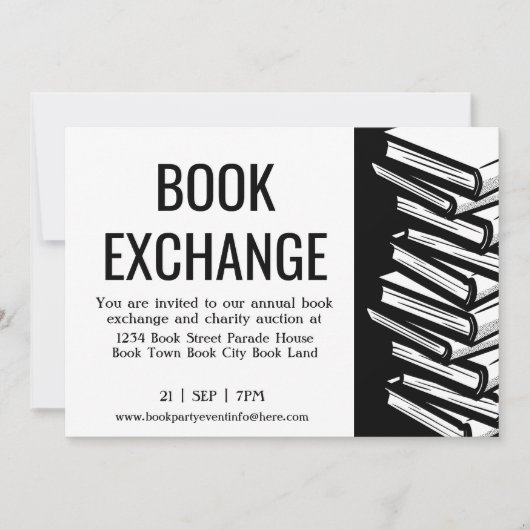Book Exchange Black White Kaart (Voorkant)