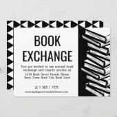 Book Exchange Black White Kaart (Voorkant / Achterkant)