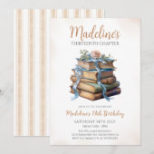 Book floral Girl Birthday Kaart (Voorkant / Achterkant)