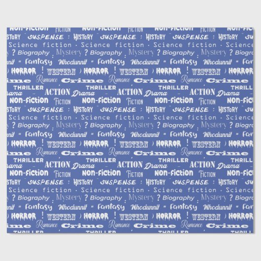 Book Genres Blue White Cadeaupapier (Vlak)