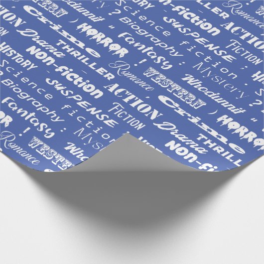 Book Genres Blue White Cadeaupapier (Hoek)