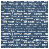 Book Genres Typographic Librarian Blue White Stof (Swatch)