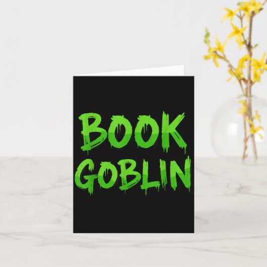 Book Goblin Funny Reading Or Writing School Studen Kaart (Gele Bloem)