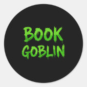Book Goblin Funny Reading Or Writing School Studen Ronde Sticker (Voorkant)