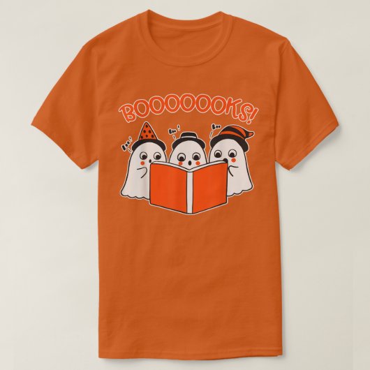 Book Halloween T Cute Ghost Reading Librarian Teac T-shirt (Design voorkant)