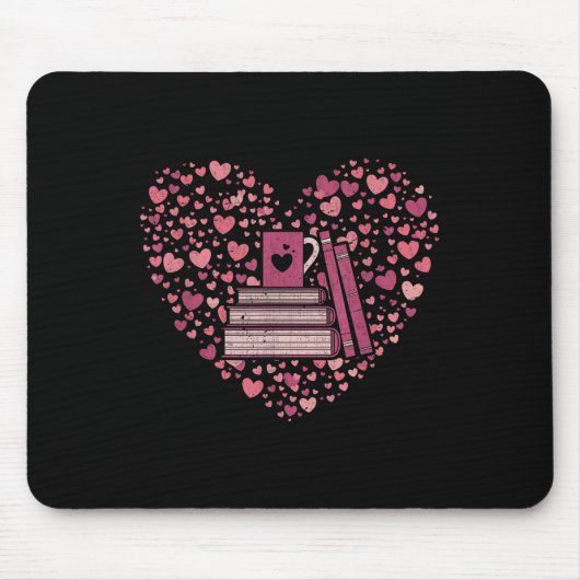 Book Heart Book Reader Gift Bookworm Nerd Love Rea Muismat (Voorkant)