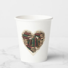 Book Heart Paper Cups | Vintage Aesthetic Papieren Bekers