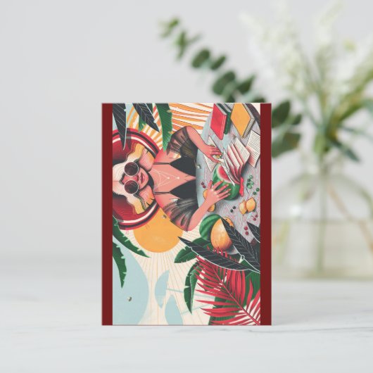 Book Lady Wimsical Briefkaart (Staand voorkant)