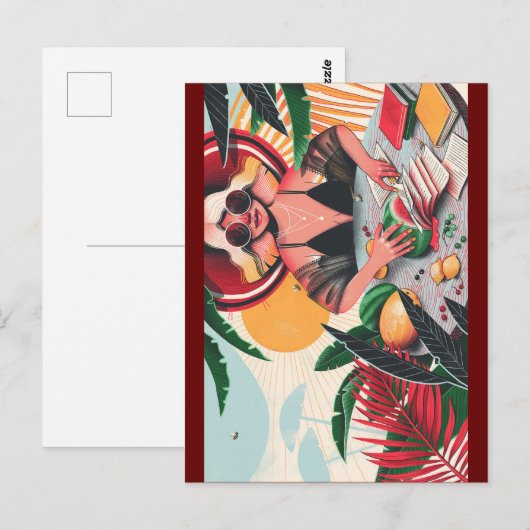 Book Lady Wimsical Briefkaart (Voorkant / Achterkant)