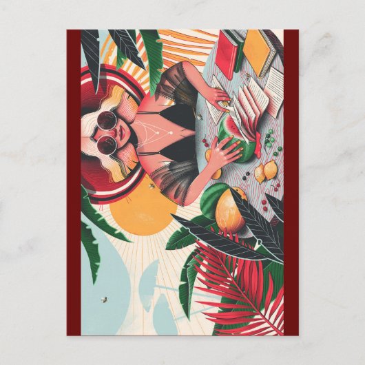 Book Lady Wimsical Briefkaart (Voorkant)