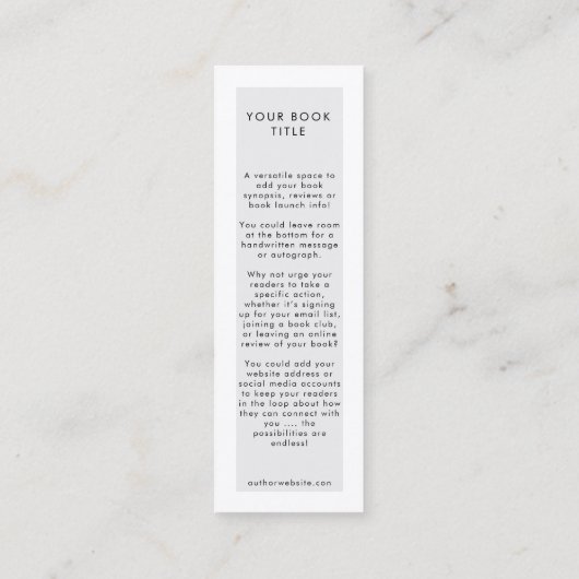 Book Launch Author Promotional Mini Bladwijzer Kaa Mini Visitekaartje (Achterkant)