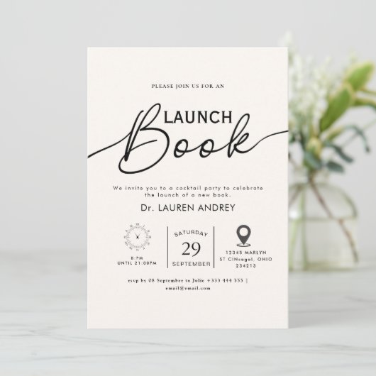 Book Launch Invitation Kaart (Staand voorkant)