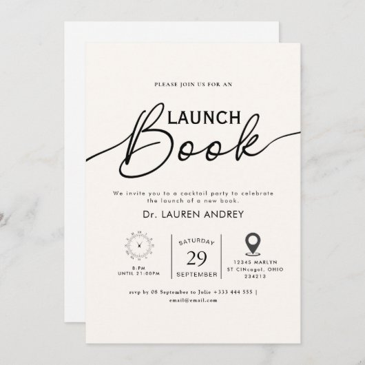 Book Launch Invitation Kaart (Voorkant / Achterkant)