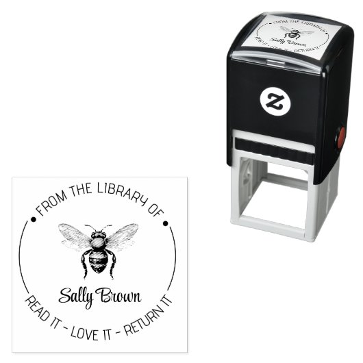 Book library bookplate book stamp Custom BEE Zelfinktende Stempel (In situ)