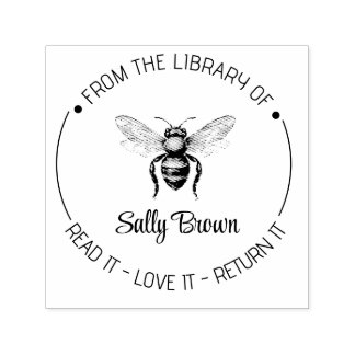 Book library bookplate book stamp Custom BEE Zelfinktende Stempel