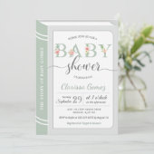 Book Library Sage Green Gender Neutral Baby shower Kaart (Staand voorkant)