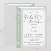 Book Library Sage Green Gender Neutral Baby shower Kaart (Voorkant / Achterkant)