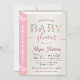 Book Library Storybook Girl Baby shower Chic Pink Kaart