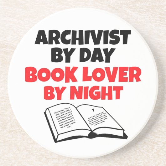 Book Lover Archivist Zandsteen Onderzetter (Voorkant)