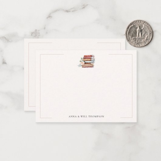 Book Lover Bookish New Chapter Chic Wedding Couple Notitiekaartje (Voorkant / Achterkant in situ)