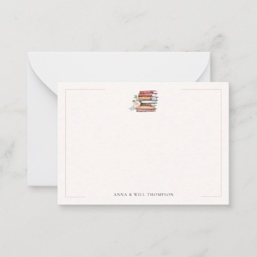 Book Lover Bookish New Chapter Chic Wedding Couple Notitiekaartje (Voorkant)