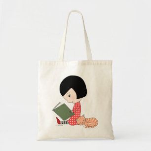 Book Lover Canvas tas Leesboek Girl Cat Bookworm