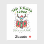 Book Lover Christmas Merry Goose Sticker (Vel)