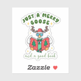 Book Lover Christmas Merry Goose Sticker