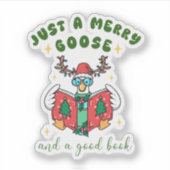 Book Lover Christmas Merry Goose Sticker (Voorkant)