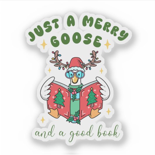 Book Lover Christmas Merry Goose Sticker (Voorkant)