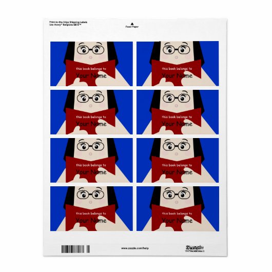 Book Lover Girl 2 Bookplaat Label (Full Sheet)