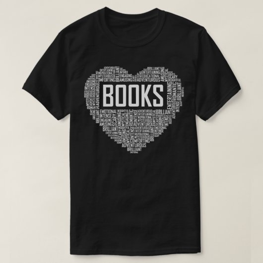 Book Lover Heart Gift Bookworm Gifts Love Reading T-shirt (Design voorkant)