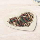 Book Lover Heart Paper Coaster Kartonnen Onderzetters (Gekanteld)