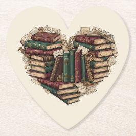 Book Lover Heart Paper Coaster Kartonnen Onderzetters
