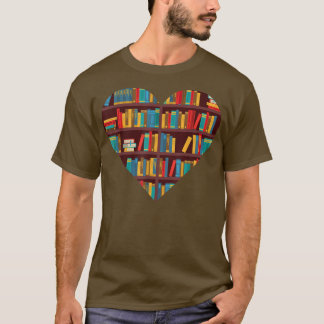 Book Lover Heart Shape Reading Club Librarian Book T-shirt