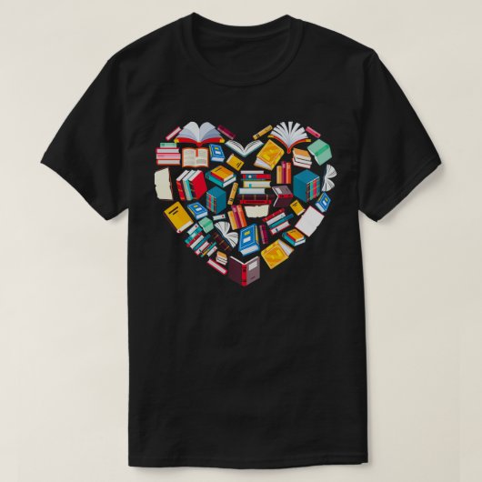 Book Lover Heart Shape reading club Librarian Libr T-shirt (Design voorkant)