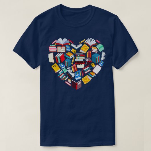 Book Lover Heart Shape reading club Librarian Libr T-shirt (Design voorkant)