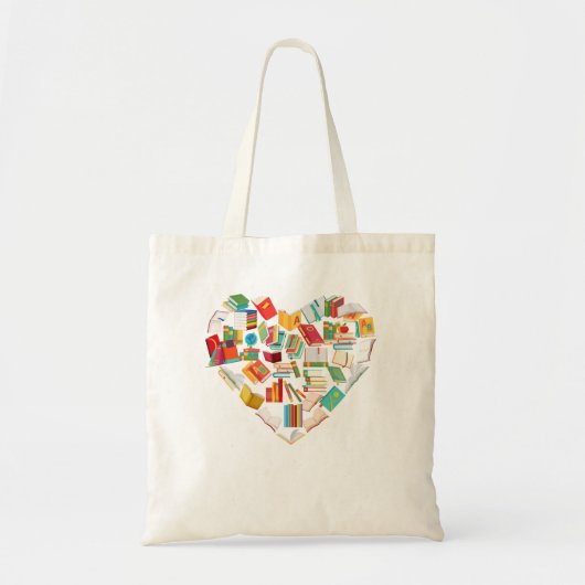 Book Lover Heart Shape reading club Librarian Libr Tote Bag (Voorkant)