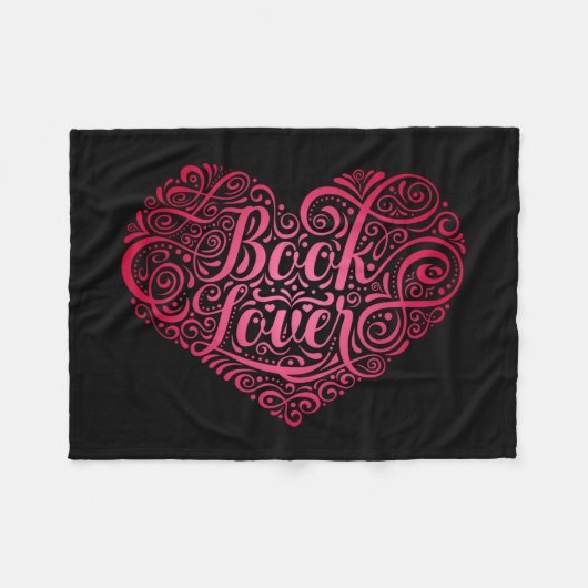 Book Lover Kalligrafie Hart voor lezers, schrijver Fleece Deken (Voorkant (Horizontaal))