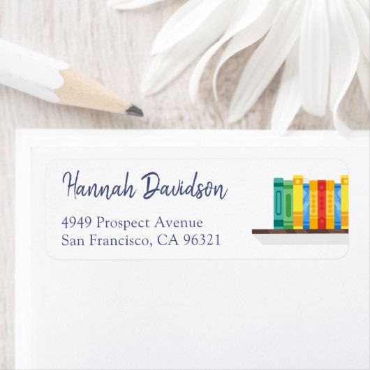 Book Lover Librarian Bibliophile Return Address Etiket (Insitu)